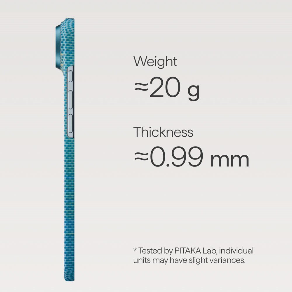 PITAKA iPhone 17 Ultra Slim Bagside Cover - MagSafe Kompatibel - Lucid Blue