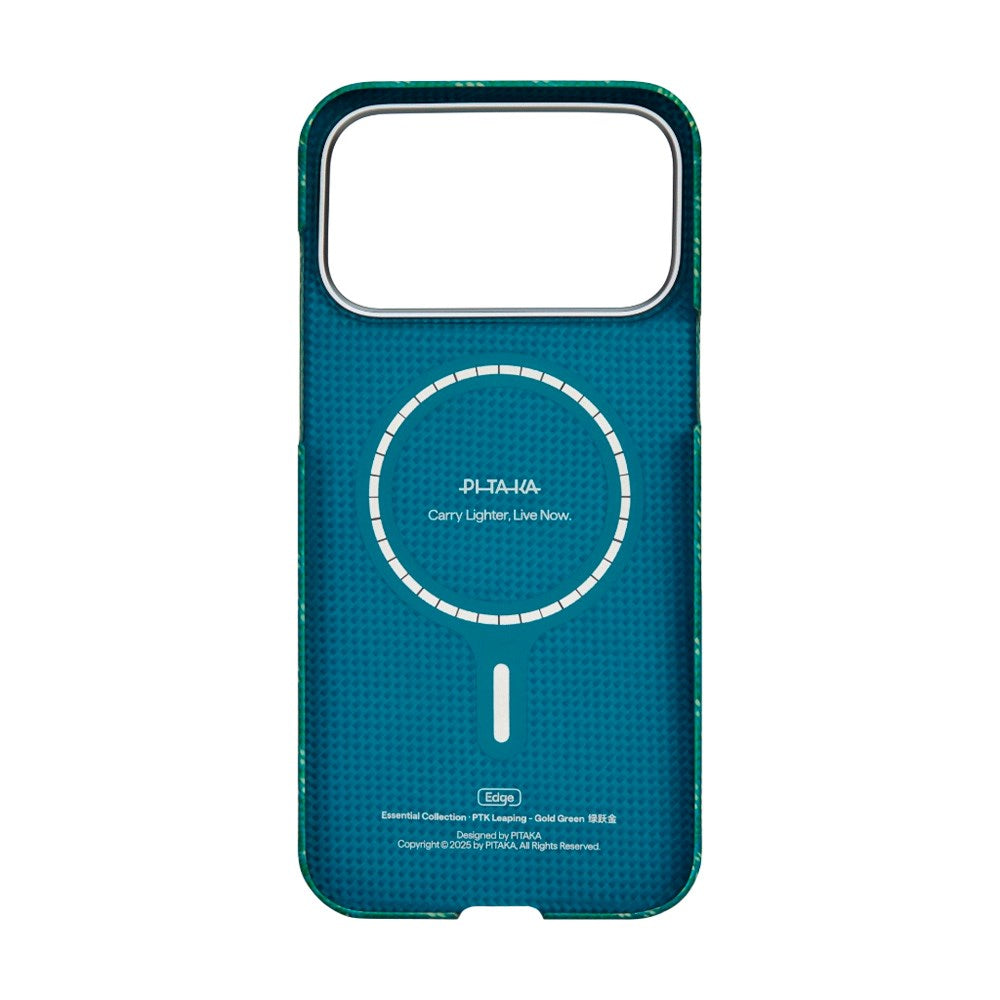 iPhone 17 Pro PITAKA Edge Monogram Case - MagSafe Kompatibel - Guld / RødGrøn