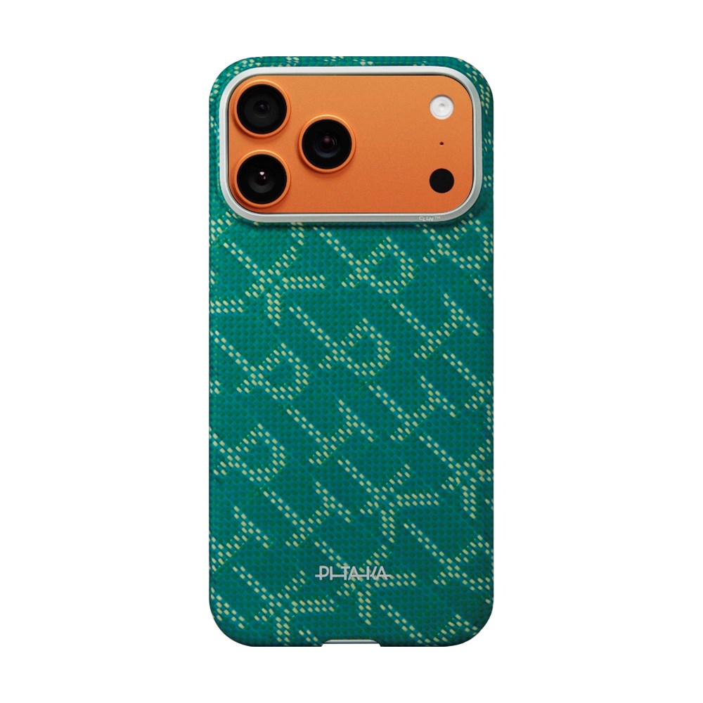 iPhone 17 Pro PITAKA Edge Monogram Case - MagSafe Kompatibel - Guld / RødGrøn