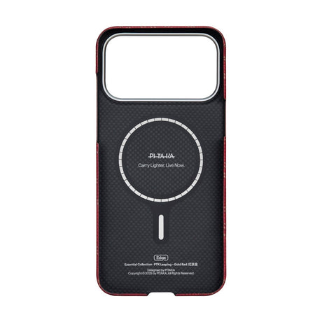 iPhone 17 Pro Max PITAKA Edge Monogram Case - MagSafe Kompatibel - Guld / Rød