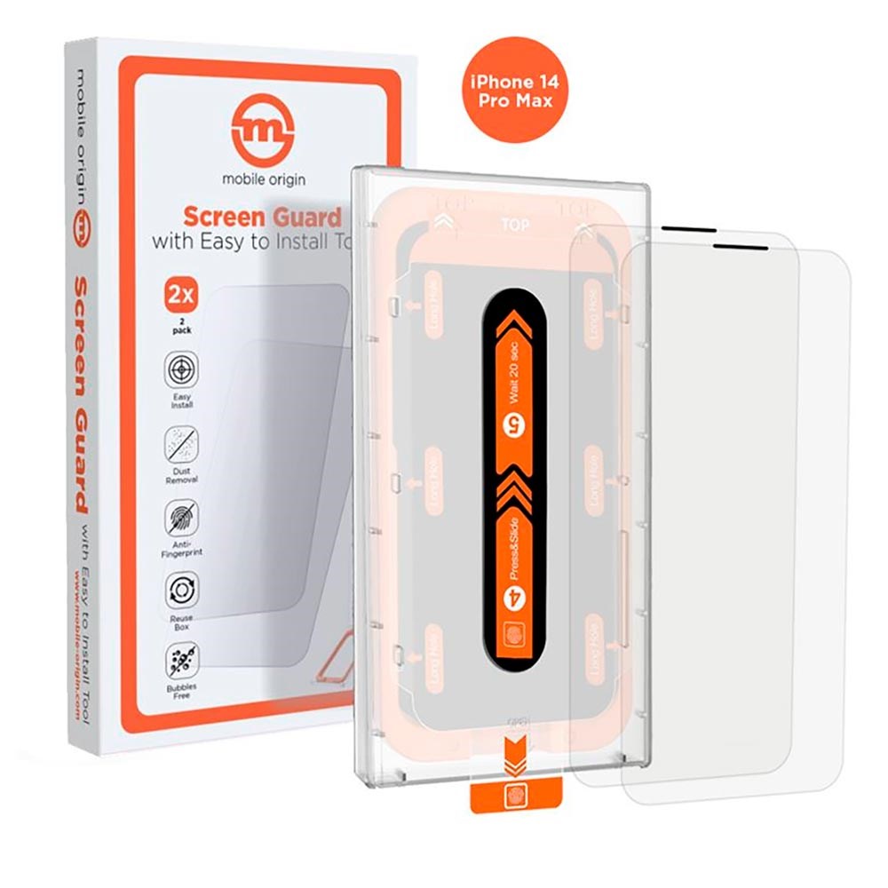 Mobile Origin-skjermbeskytter for iPhone 14 Pro Max – 2-pakning med enkel påføring