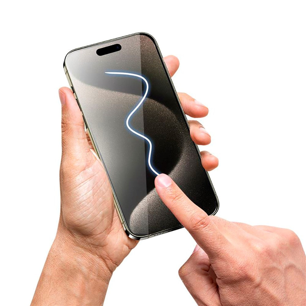 iPhone 15 Pro Mobile Origin skjermbeskytter m. Personvernfunksjon - Veskevennlig - 2 Pack - Black Edge