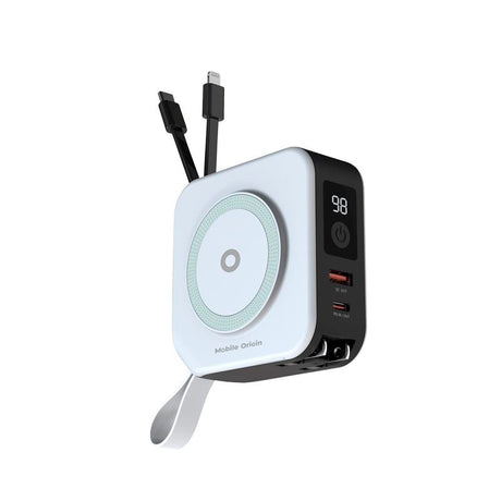 Reiselader m. Powerbank - 10 000 mAh - Mobile Origin - MagSafe-kompatibel - Hvit