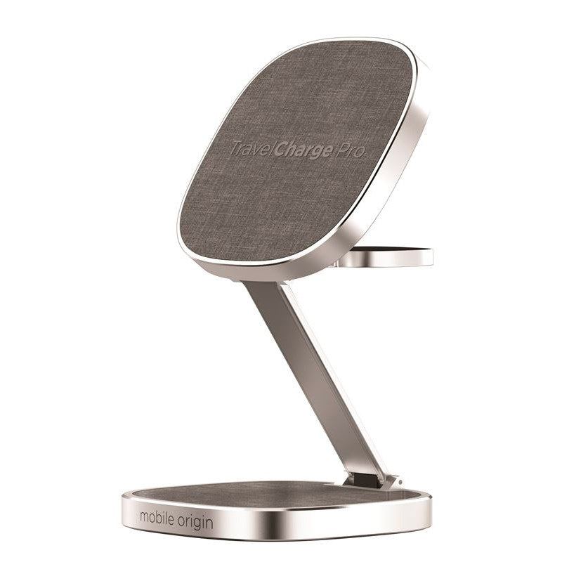 Magnetisk trådløs lader - Mobile Origin TravelCharge Pro - MagSafe-kompatibel - Sølv