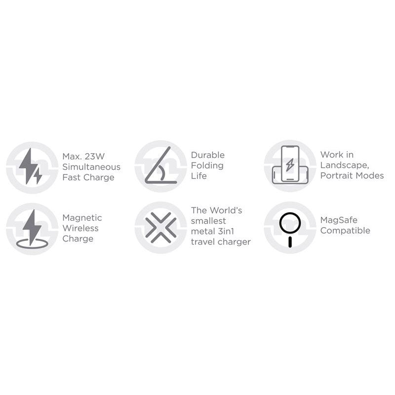 Magnetisk trådløs lader - Mobile Origin TravelCharge Pro - MagSafe-kompatibel - Sølv