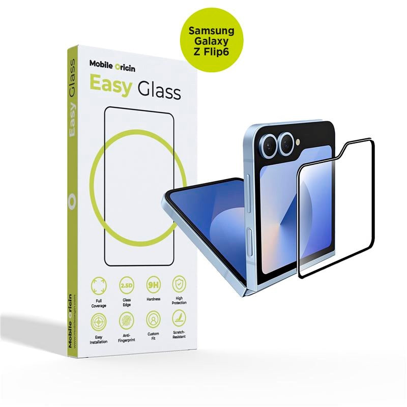 Samsung Galaxy Z Flip6 Mobile Origin EasyGlass Skjermbeskytter - Gjennomsiktig / Black Edge