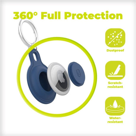 Mobile Origin vannavstøtende silikon AirTag Holder m. Nøkkelring - Blå