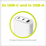 Mobil Origin GaN 40W Vegglader USB-A + 2 USB-C - Hvit