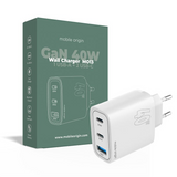 Mobil Origin GaN 40W Vegglader USB-A + 2 USB-C - Hvit