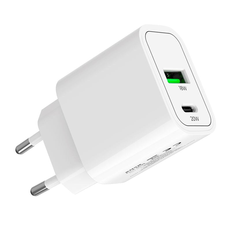 Mobile Origin - MO12 20W Vægoplader m. 1x USB-A & 1x USB-C - Hvid
