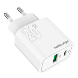 Mobile Origin - MO12 20W Vægoplader m. 1x USB-A & 1x USB-C - Hvid