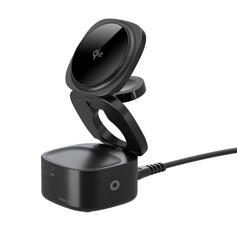 Mobile Origin Foldbar Qi2 Trådløs Oplader-  5-in-1 Ladefunktion - 65W - Sort