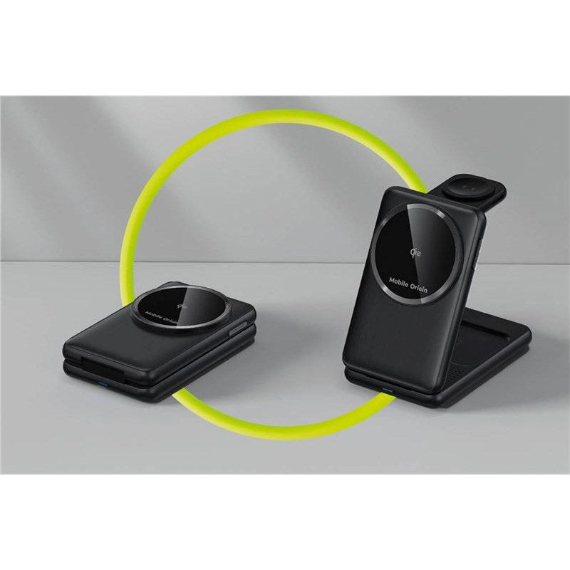 Mobile Origin Qi2 3-i-1 Multifunktionel Foldbar Trådløs Oplader - Sort