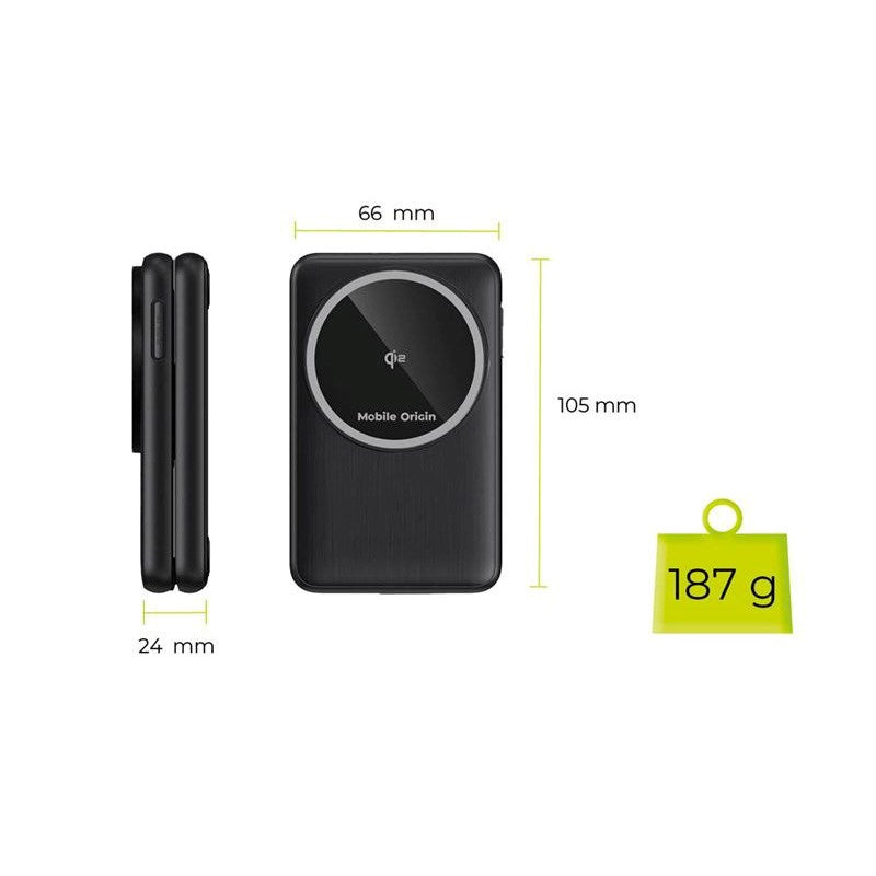 Mobile Origin Qi2 3-i-1 Multifunktionel Foldbar Trådløs Oplader - Sort