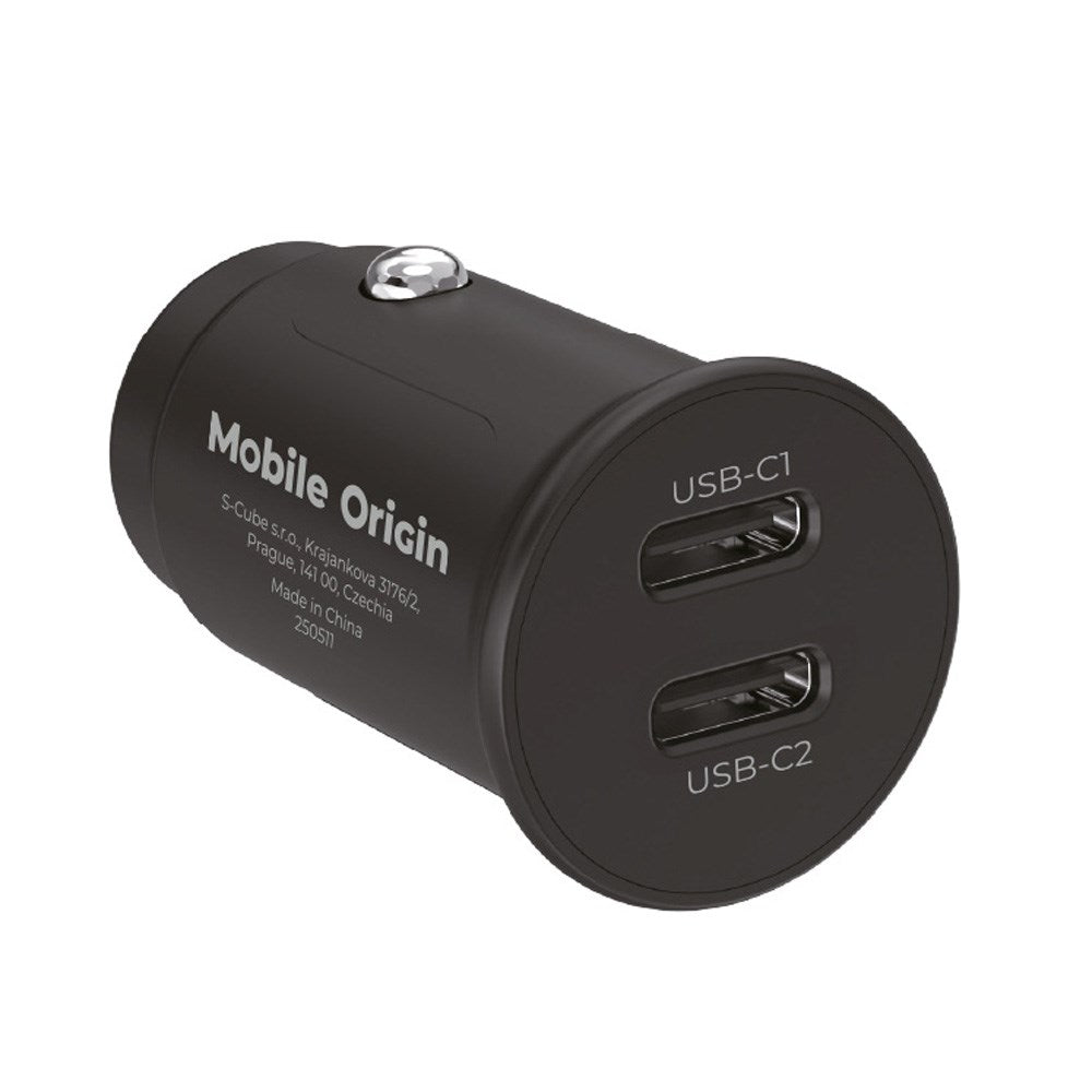 Mobile Origin - Biloplader m. 2 x USB-C - 30W - Sort