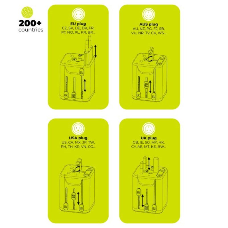 Mobile Origin 30W Universal Vægoplader m. Rejseadapter EU/UK/US/AUS - Hvid