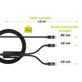 Mobile Origin CB10 Dobbelt Y-Formet USB-C til USB-C Kabel - 1.2m / 140W - Sort
