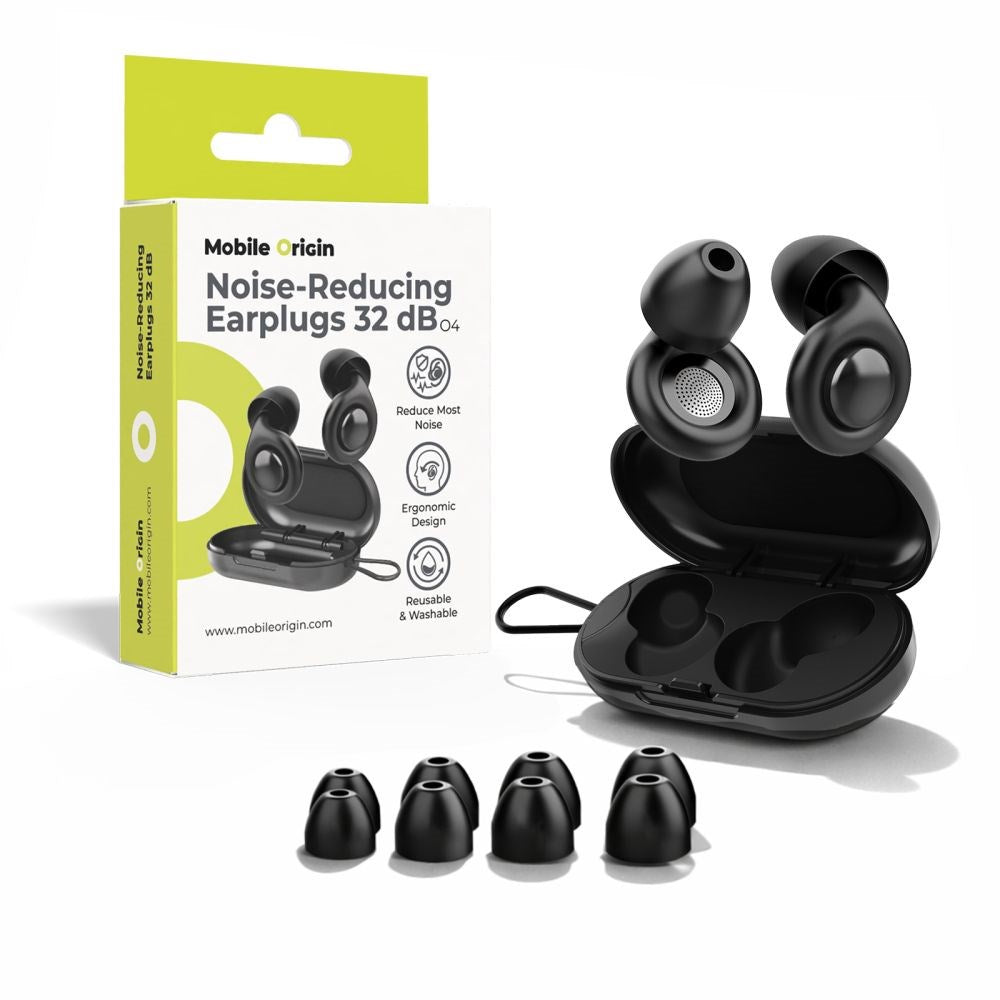 Mobile Origin Støjreducerende Ørepropper - Ergonomisk Design - Størrelse L / M / S / XS - Sort