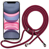 iPhone 11 Plastik Cover m. Strop / Snor - Gennemsigtig/Rød
