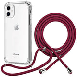 iPhone 11 Plastik Cover m. Strop / Snor - Gennemsigtig/Rød