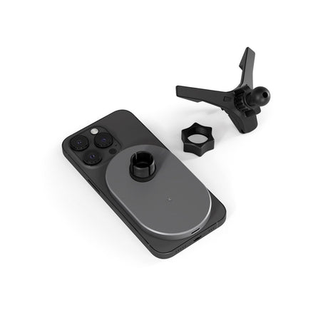 Epico magnetisk mobilholder til bil m. 15W trådløs lading og 18W billader - MagSafe-kompatibel - Space Grey