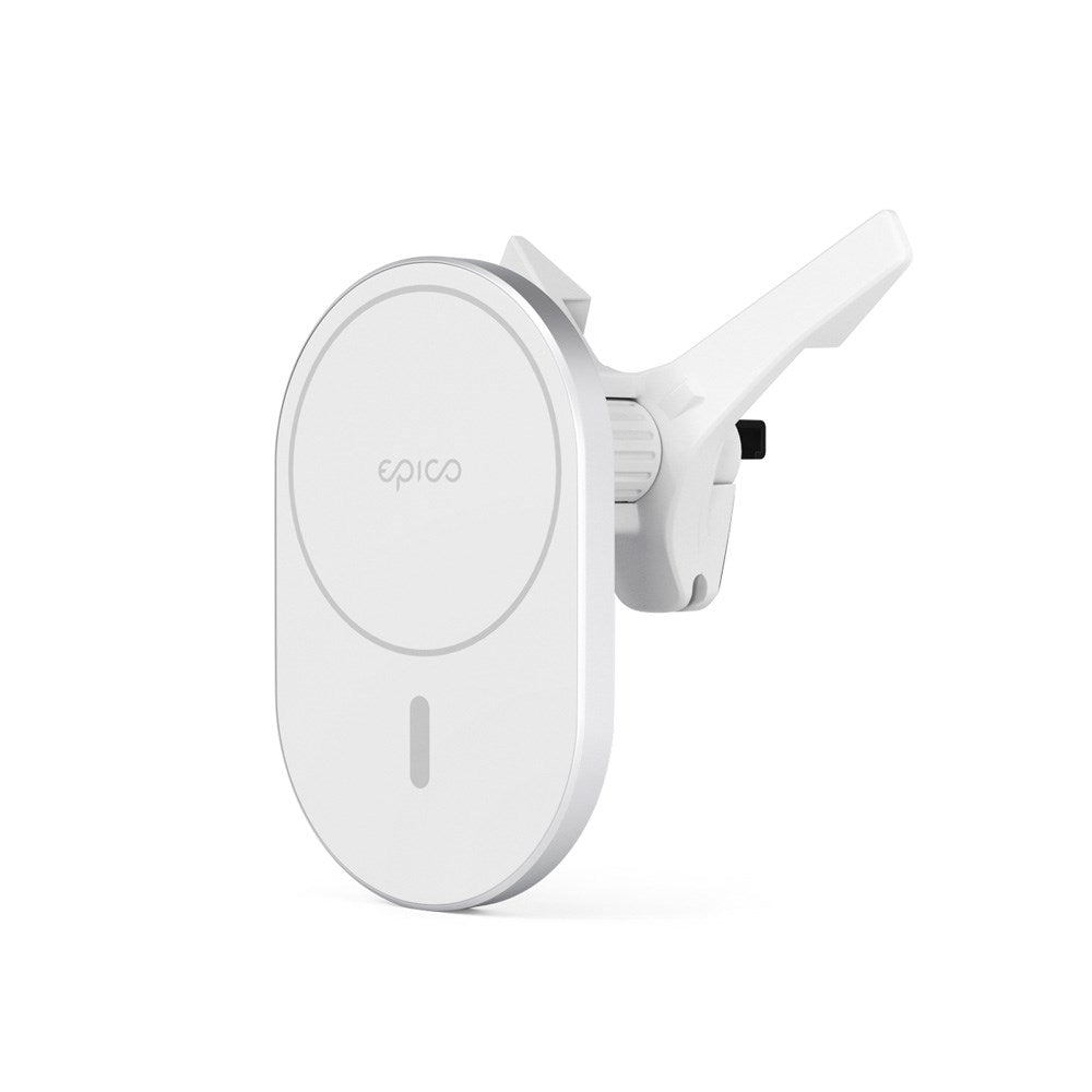 Epico Magnetisk Mobilholder til Bil m. 15W Trådløs Opladning & 18W Biloplader - MagSafe Kompatibel - Hvid