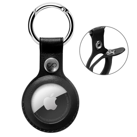 Epico Eco Leather Cover for AirTag w. Nøkkelring - Svart