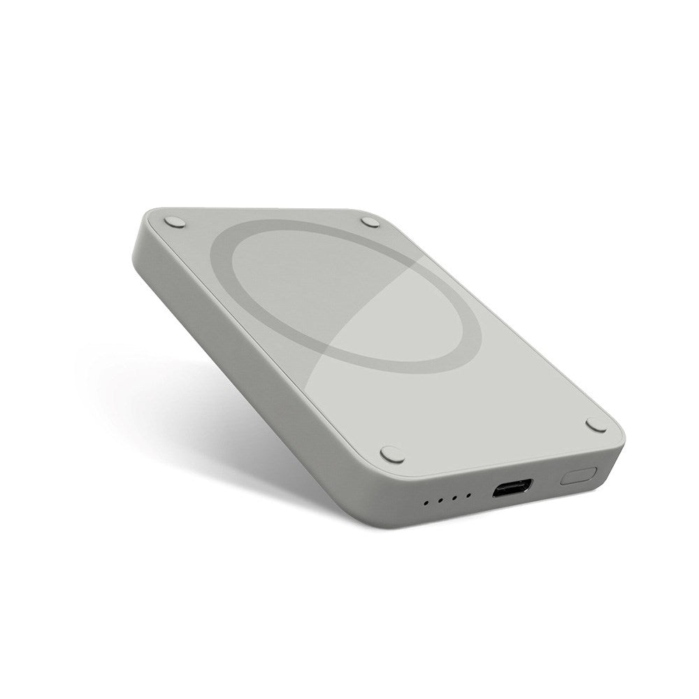 Epico 15W trådløs magnetisk Powerbank 4200 mAh w. USB-C &amp; Lightning-kabel - MagSafe-kompatibel - Grå