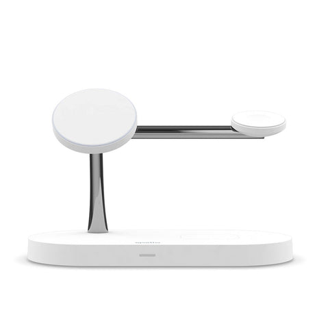 Spello 3-i-1 magnetisk trådløs lader 15W - MagSafe-kompatibel - Hvit