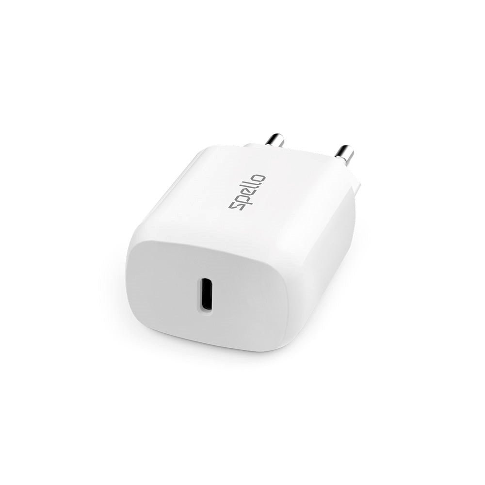Spello 20W Vægoplader m. USB-C - Power Delivery - Hvid