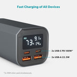 Epico Aluminium Powerbank m. 100W - 20.000 mAh -  2 x USB-A - 2 x USB-C - Grå