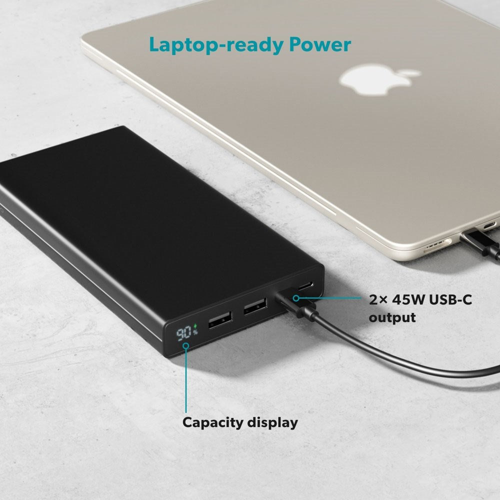 Epico 4-i-1 Power Bank 45W 30.000 mAh - 2 x USB-A Stik - 2 x USB-C Stik - 1 x USB-C Kabel -  Sort