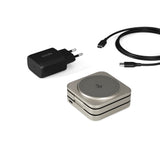 3-i-1 Trådløs Oplader - Epico UltraBase Qi2 Fold Alu Mag+ - MagSafe Kompatibel - Titanium