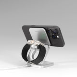 3-i-1 trådløs lader - Epico UltraBase Qi2 Fold Alu Mag+ - MagSafe-kompatibel - Hvit