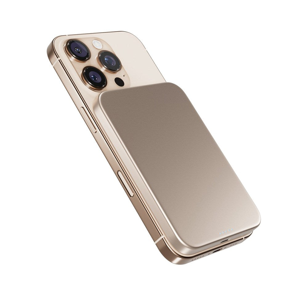 Epico 15W UltraPack EM51 5000 mAh Slim Alu Mag+ Power Bank - m. USB-C - Qi2 / MagSafe kompatibel - Desert Titanium