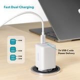 Epico UltraBoost GaN 45W Vegglader m. 2x USB-C - Hvit