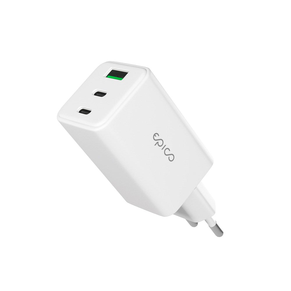 Epico UltraBoost GaN 65W Vegglader m. 2x USB-C / 1x USB-A - Hvit