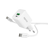 Epico UltraBoost GaN 20W vegglader - 1,2 m USB-C til USB-C-kabel - 1x USB-C / 1x USB-A - Hvit
