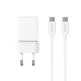 Epico UltraBoost GaN 20W vegglader - 1,2 m USB-C til USB-C-kabel - 1x USB-C / 1x USB-A - Hvit