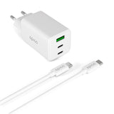 Epico UltraBoost GaN 65W vegglader - 1,2 m USB-C til USB-C-kabel - 2x USB-C / 1x USB-A - Hvit