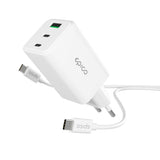 Epico UltraBoost GaN 65W vegglader - 1,2 m USB-C til USB-C-kabel - 2x USB-C / 1x USB-A - Hvit