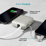Epico UltraPack 35W Power Bank 10000 mAh w. USB-C-port og uttrekkbar USB-C-kabel - Grå