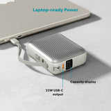 Epico UltraPack 35W Power Bank 10000 mAh w. USB-C-port og uttrekkbar USB-C-kabel - Grå