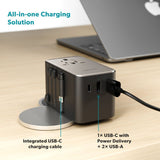 Epico UltraBoost Universal GaN 70W reiseadapter m. 2 x USB-A 1 x USB-C - Titanium