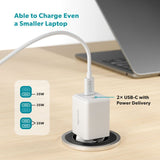 Epico UltraBoost GaN 35W Vægoplader - 1.2m USB-C til USB-C Kabel - 2x USB-C - Hvid