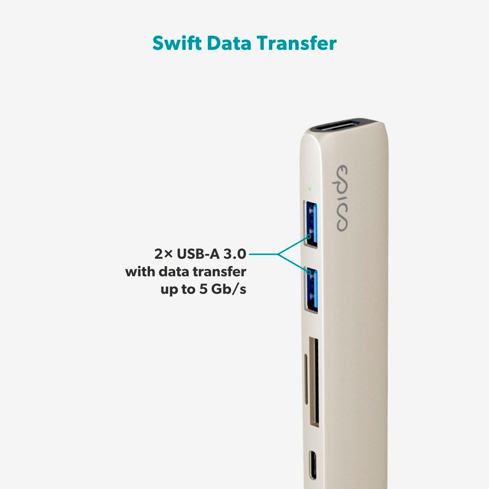 6-i-1 Aluminium Hub 8K - Epico - Starlight