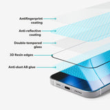 Epico - iPhone 16 Pro Max - AntiReflective Glass 3D Skærmbeskyttelsesglas - Gennemsigtig