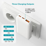 Epico UltraBoost Flat Rejse Vægoplader - 2 x USB-C & 1 x USB-A - 65W - Hvid