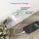 Epico UltraBoost  Vægoplader - USB-C / USB-A / Udtrækkeligt USB-C Kabel - 65W - Hvid