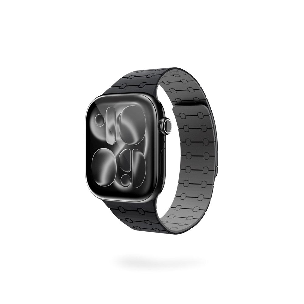 Apple Watch (42/44/SE/45/46/49) Epico Magnetic+ Silikone Urrem - Sort / Grå